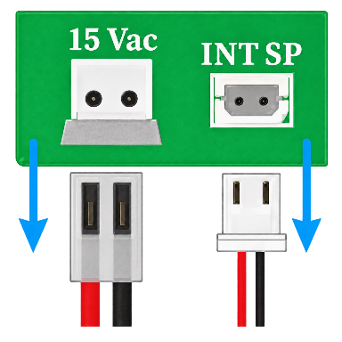 محل کانکتورهای 15Vac و INT SP در دستگاه GZ4E