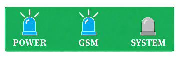 چراغ‌های POWER و GSM و SYSTEM دستگاه GZ4E